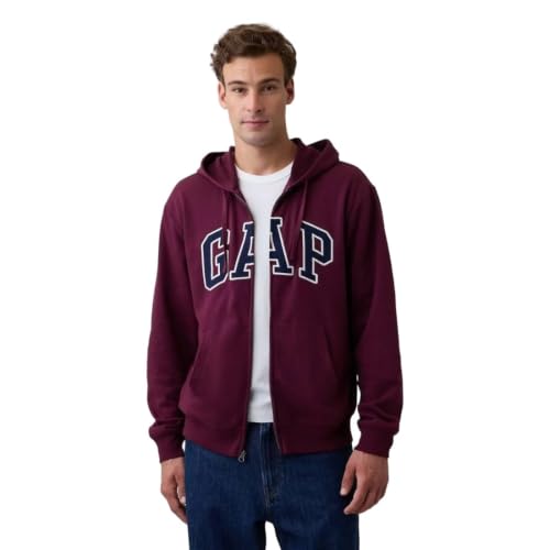 Image of Men's Graphic Zip-Front Hooded Sweatshirt, Burgandy, s