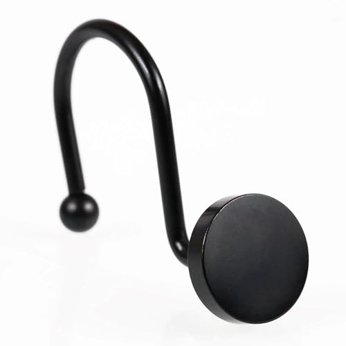 Matte Black Shower Curtain Hooks: Rust Proof Metal Curtain Rings, 12Pcs