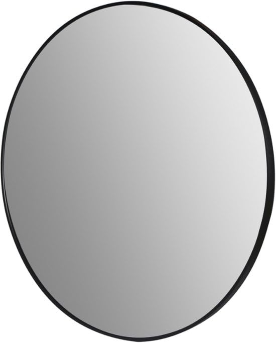 round mirror - Black- Metal - Safety glass - Modern Wall mirror - Hall mirror - Bathroom mirror - 80 cm