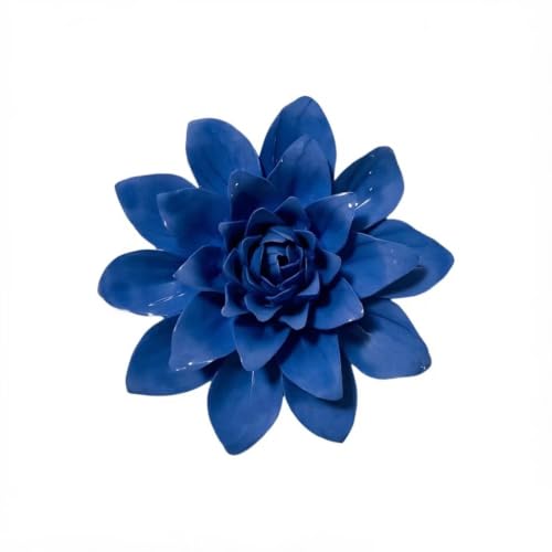 Image of Royal Blue,Paeonia lactiflora, 4.72 inch,Ceramic Flower Wall Art Decor, Artificial Flower Wall Sculpture,Handmade Ceramic Flowers for Home,Hallway,Living Room, Kitchen,Bathroom