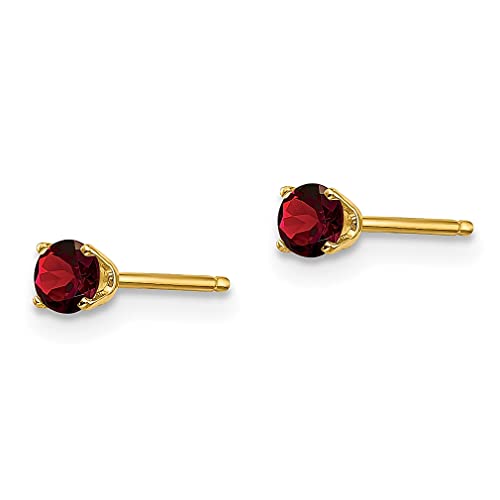14K Yellow Gold 3Mm January Garnet Earrings Birthstone Stud Gemstone Fine Jewelry For Women Gifts For Her #TOP1
