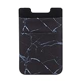  Tarjetero de Crédito en diseño mármol para Smartphone, Cartera de teléfono portátil Adhesivo de Bolsillo Adhesivo CAS, Negro (Negro) - Mentin
