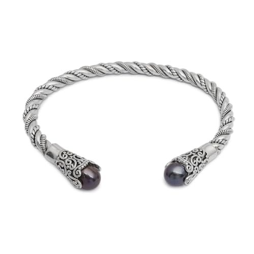 Bracelet perles d'eau douce marron et argent 0,925 de prestige Femme