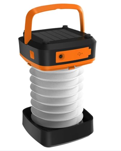 Solar Camping Lantern, Portable Collapsible LED Light with USB Charging, Green, Outdoor Emergency Light for Hiking, Fishing, Power Outages (Orange)