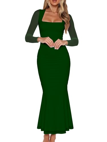 10 Best Winter Wedding Dresses Guests Will Love to Wear 2 BORIFLORS Women's Ruched Bodycon Maxi Dress