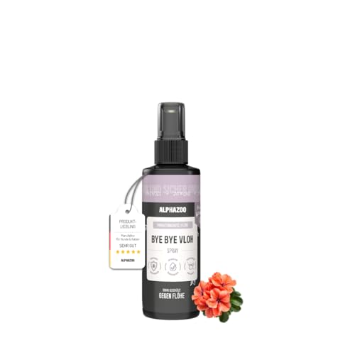 alphazoo Bye Bye Vloh Spray für Hunde 100 ml – mit Lavendel, Geraniol & Zitronen-Eukalyptus. Hilft gegen Flöhe, sanft zur Haut & ohne Alkohol. Natürlicher Schutz, pflegend & hautfreundlich.