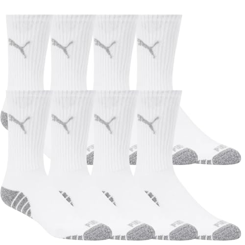 Puma Drycell Men's Crew Socks, White, 8 Pairs, Fits Shoe Sizes 6-12 by PUMA - Used condition - US$25.62