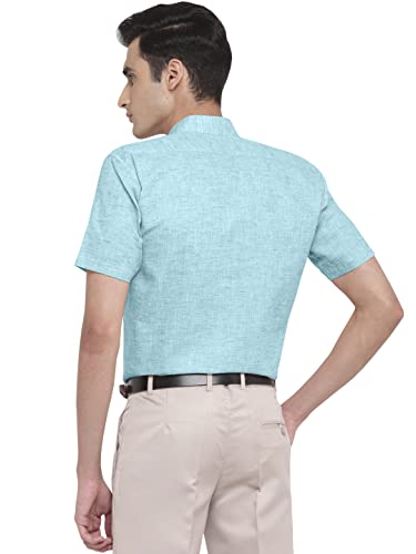 Image of GHPC Cotton Linen Plain Solid Half Sleeves Regular Fit Formal Shirt for Men
