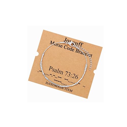 Image of JoycuFF Inspirational Morse Code Bracelets for Women Silver Beads Jewelry Encouragement Mantra Gifts for Her