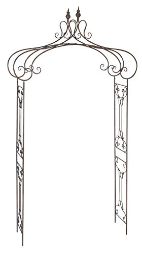 Deco 79 Metal Fleur De Lis Indoor Outdoor Scrollwork Arched Garden Arbor, 44" X 15" X 95", Black #TOP1