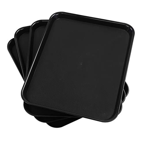 Nesmilers Plastic Fast Food Trays, Cafeteria Trays, 4 Pack Serving Trays (Black) #TOP1