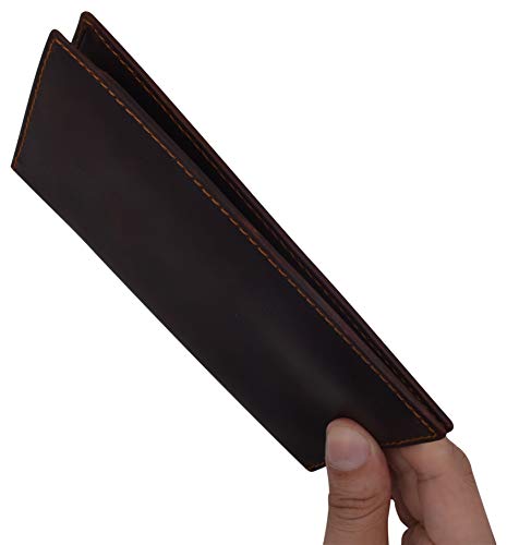 Funda de piel auténtica para chequera que evita arrugas con cuero Marshal marrón vintage 156-cr 6
