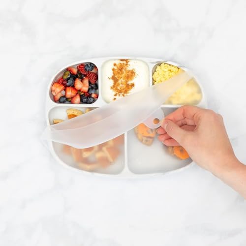 image for Bumkins Toddler and Baby Suction Plate, Divided Grip Dish Cover for Ba