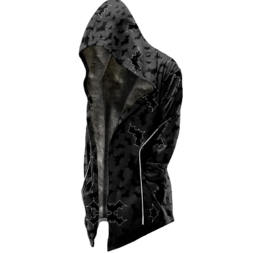 Wmmner Costumi Di Halloween per Uomo Felpe con Cappuccio con Stampa Pipistrello Giacca con Zip Integrale Felpe con Cappuccio e Zip Autunnali Felpe a Maniche Lunghe Capispalla/Felpe con Cappuccio Hallo