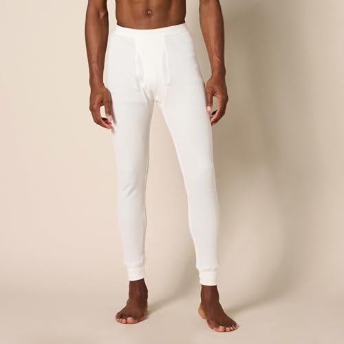 Amazon Essentials Thermal Long Johns Underwear Set for Men, Medium, White