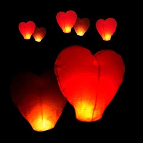 5 PC Sky Lanterns Chinese Kongming Lantern Paper Chinese Hot Air Flying Lanterns Flying Wishing Lamp Heart-Shaped Sky Lanterns Fly Candle Lamps (Red) 5 PC Sky Lanterns Chinese Kongming Lantern Paper Chinese Hot Air Flying Lanterns Flying Wishing Lamp Heart-Shaped Sky Lanterns Fly Candle Lamps (Red)