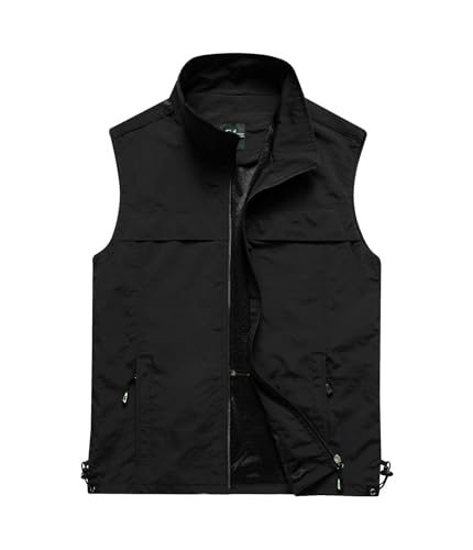 Men's Lightweight Quick Dry Outdoor Multi Pockets Fishing Vest, Mens Vests Outerwear Lightweight Summer Travel Vest Jacket