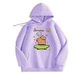 Niños y niñas Capybara Dibujos Animados impresión Sudadera con Capucha, Primavera nuevos niños Sudaderas,Púrpura,150cm