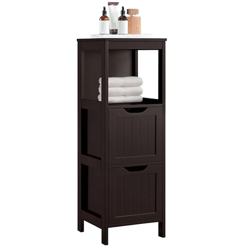 Yaheetech Bathroom Floor Cabinet, Wooden Storage Cabinet with 2 Drawers