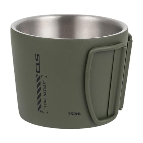 Tasse de camping acier inoxydable 350ml double paroi avec anse pliable