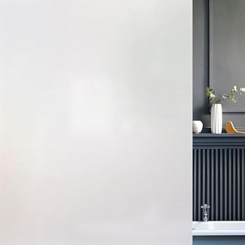 White Frosted Glass Window Film 35.4 X 78.7inch, Shackcom Bathroom Window Privacy Film - Non Adhesive Static Cling - Sun UV Blocking Heat Control Door Window Covering Decals for Home Cover