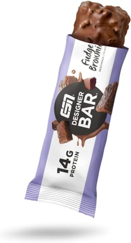 ESN Designer Protein Bar Protein Bar Box, Fudge Brownie, 12 x 45 g, High Protein, Low Carb Bar Without Added Sugars, Made in Germany