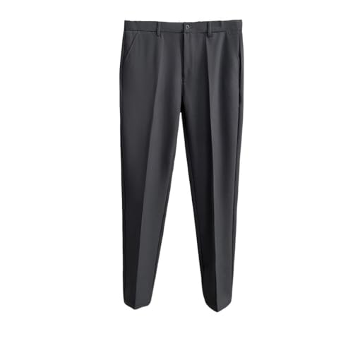 Men Korean Style Solid Color Slim Fit Suit Pants Draped Business Casual Straight Trousers