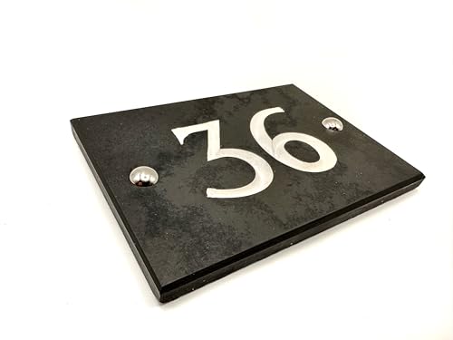 Slate House Number Sign – Hand Engraved V-Cut, Premium Natural Stone, Weatherproof