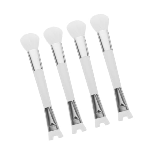 VALICLUD 4pcs Dual-ended Makeup Brush Set for Nose Contouring Cheeks Soft Bristles White Makeup Tools