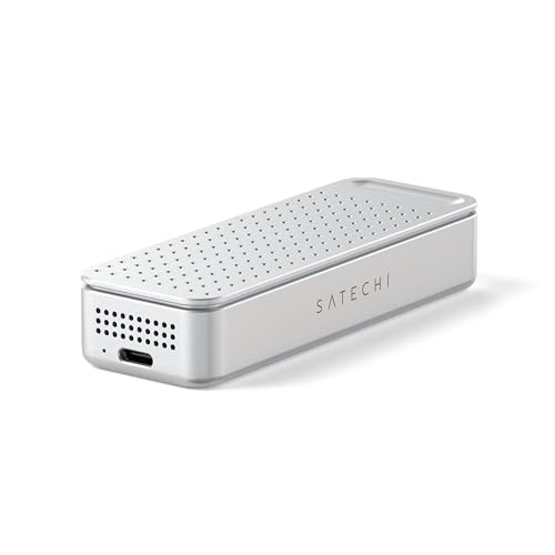 Satechi DotDisk™ 80Gbps M.2 NVMe SSD Enclosure, High-Speed Aluminum Enclosure with Ultra-Fast Data Transfer, Active Cooling Design for Modern Workspaces, Silver