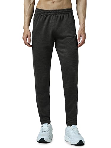 Image of TECHNOSPORT Men's Melange Slim Fit Techno Dry Trackpants Drawstring 2-Pocket Polyester Joggers for Gym Running Workout UPF50+ Anti Odour