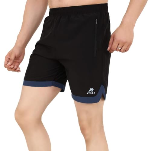 Image of Sports Shorts for Men, Athletic Running & Gym Shorts with Zip Pocket, Regular Fit Training Shorts
