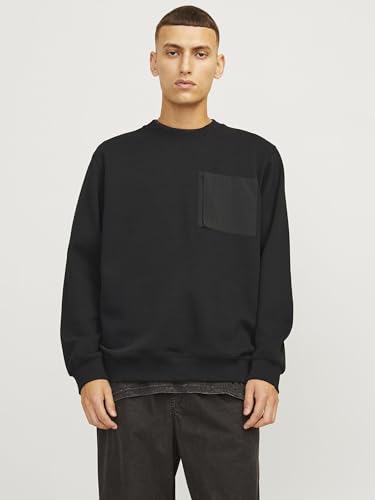 JACK & JONES Herren JCOOUTDOOR Sweat Crew NECKSN Sweatshirt, Schwarz,M – Ansicht 2