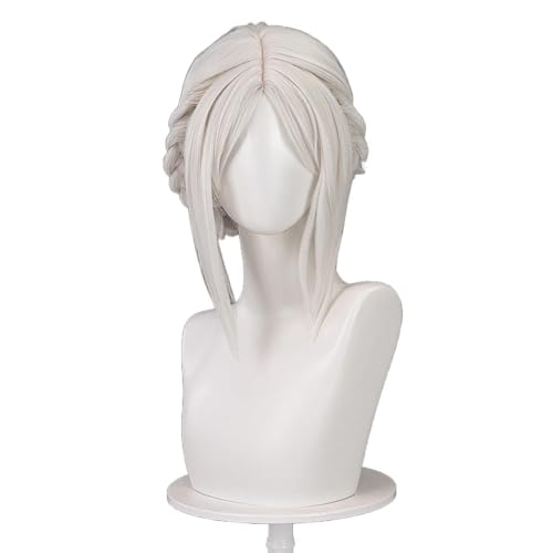 KIRA KIRA The Doll Wig 35cm Short Braided Bun Hair Sliver White Hair Anime The Doll Cosplay Wig for Women Men