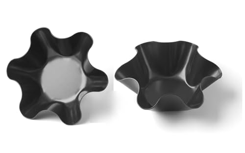 WLngtv 2 Pcs Black Non Stick Baking Bowls Tortilla Bowl Maker Carbon Steel Baking Molds Black Salad Bowl Pans Dinnerware for Kitchen