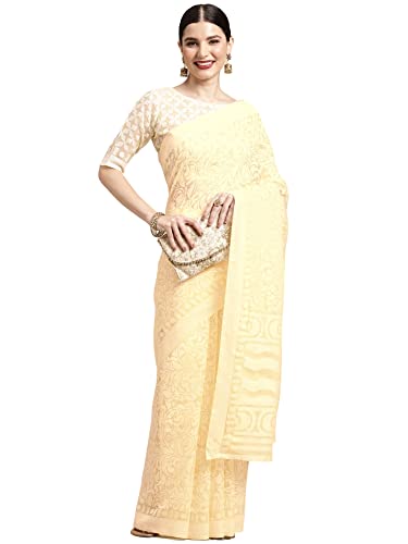 Image of AKHILAM Women's Printed Brasso Printed Saree With Unstitched Blouse Piece (RR0MSKR01E Parent)