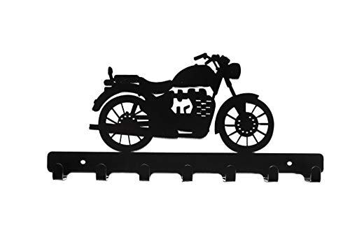Image of Spillbox Metal Wall Key Holder|Key Hanger|Key Stand|Key Organizer|Bathroom Hooks|Kitchen Utensil Hook|7 Hooks|Durable Wall Mount Organizer Rack|Powder-Coated Black Key Hanger for Home, Office-Bike