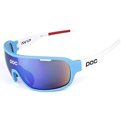 SAWUTPV Stylish outdoor bike ride in polarized glasses/TR90 material resistant to impact sports goggles/Contains five lenses (BLUEWHITE) Cover