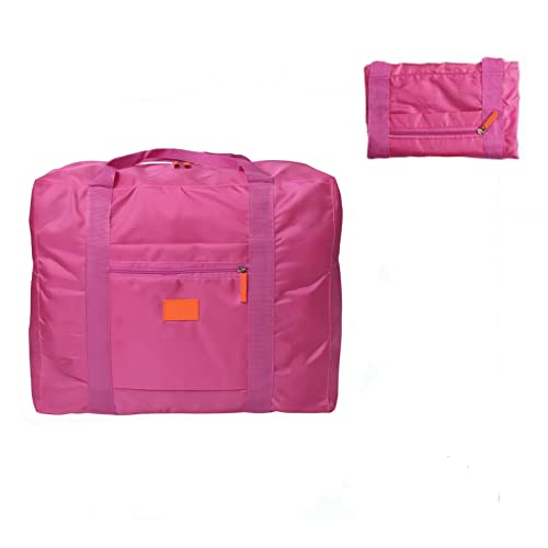 Faltbare Nylon Reisetasche,Groß Sporttasche Yoga Freizeit Sauna Turnbeutel Mommy Einkaufen Leicht Wochenende Tasche für Reisen, Weekender, Fitness, Training, Gym, Urlaub (Fuchsie)