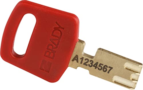Image of Brady CPT-RED-38AL-KD SafeKey Padlock, Red, 3.0 in H x 1.25 in W x 0.75 in D