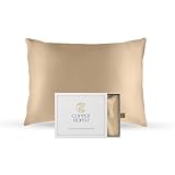Copper Infused Pillowcase 100% Pure Silk | 22 Momme Mulberry Silk | Clearer Skin & Smoother Hair, Anti-Acne, Anti-Aging, Naturally Cooling (1 Case, Standard, Gold)