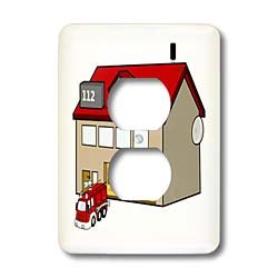 Camion de pompiers cache de prise double plaque murale décorative 3dRose lsp_128616_6