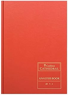 Collins Debden Ltd 060602 69 Series Cathedral A4 Analysis Book, 14 Cash Columns, 96 Pages, Red