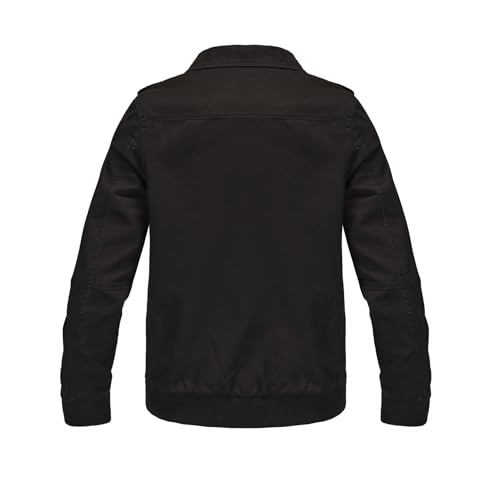 Image of Mens Casual Washed Cotton Military Jacket Warm Canvas Windbreaker