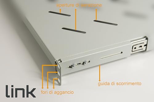 Link LKRIP350EG Mensola Estraibile Per Armadio Rack 19” 1 Unità, Con Binari Telescopici In Metallo Verniciato A Polvere Elettrostatica Grigio Chiaro RAL7035 Dimensioni 48X35X4,5 Cm Capacità 40Kg. - 9