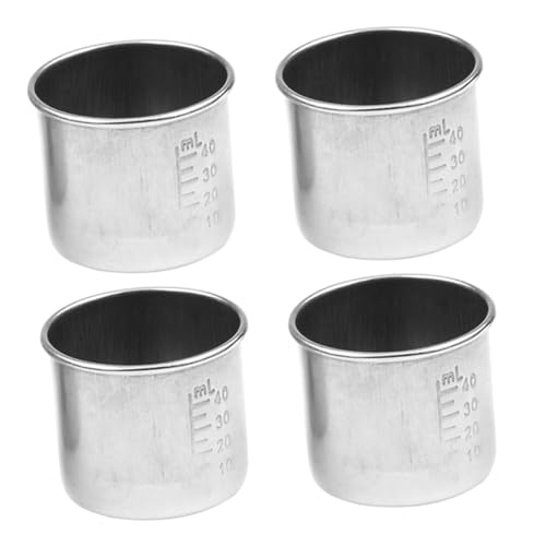OUNONA Misurino Per Medicinali in Acciaio Inox 304 Da 40 Ml, Bicchiere Graduato Portatile Multifunzione Per Dosaggio Preciso Di Liquidi, Set 4 Pezzi Per Uso Domestico e Laboratoriale