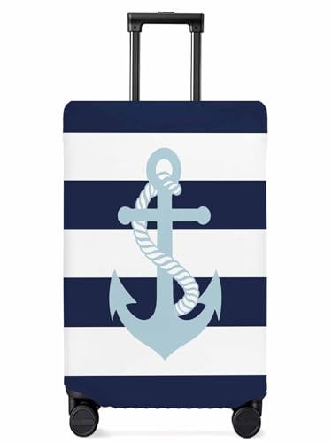Blue Anchor Travel Luggage Cover, Simple Striped Geometric Anti-scratch Elastic Luggage Covers For Suitcase Protector, Washable Baggage Covers
