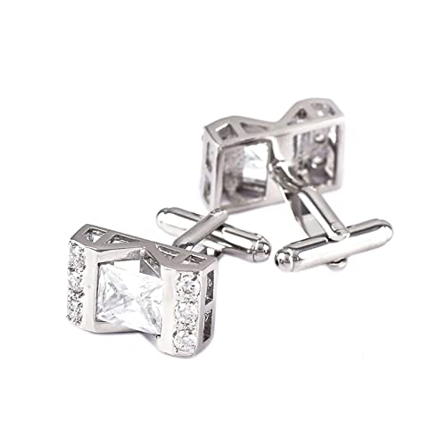 Mancuernillas rectangulares de cobre con circonia para hombres miniatura 1