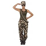 Smiffys Women Deluxe Khaki Camo Costume, Female,Khaki Green,M - US Size 10-12