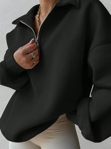 Image of SXV STYLE Half-Zip Pullover Sweatshirt, Oversized Fit
